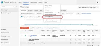 Click here to access Keyword tool in AdWords