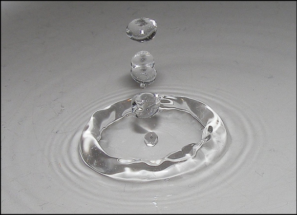 A Drop of Water Dropping on a Water