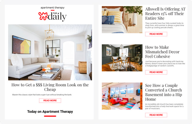 newsletter design by Apartment Therapy