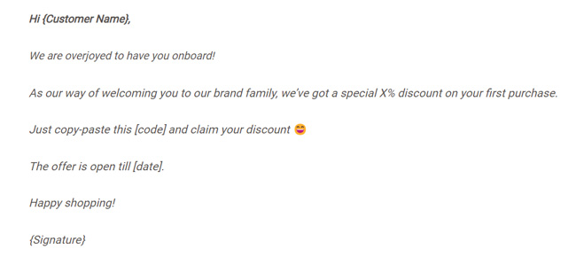 customer exclusive discount email template