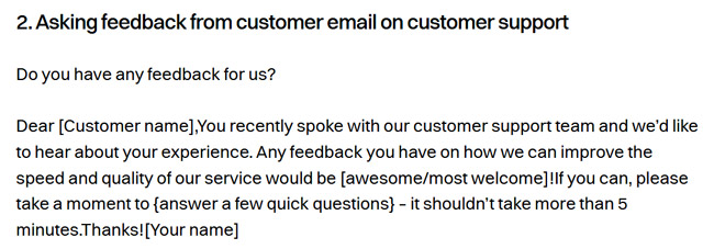 customer support experience email request