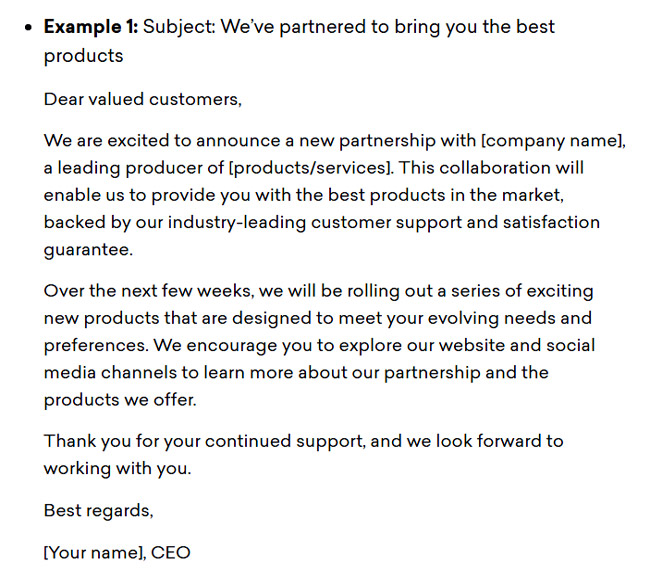 partnership announcement email newsletter template