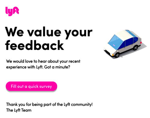 Lyft feedback survey request email