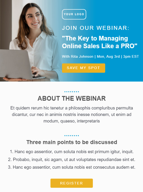 online event email newsletter template