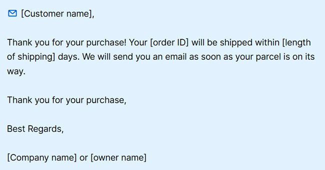 order confirmation and thank you email template example