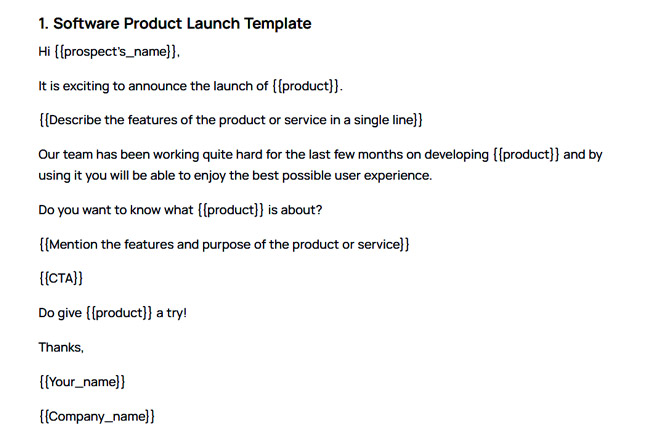 new product launch template example