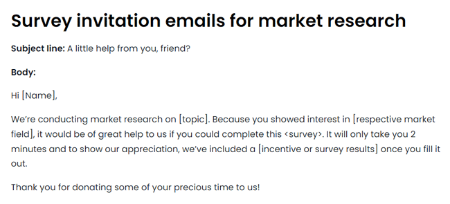 survey invitation email for market research
