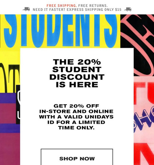 Topshop exclusive email offer