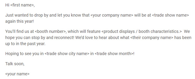 trade show email template
