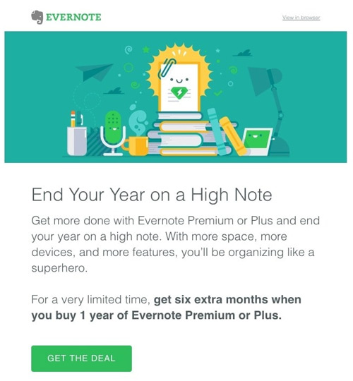 Evernote’s upsell email