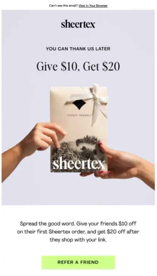 Sheertex’s referral email